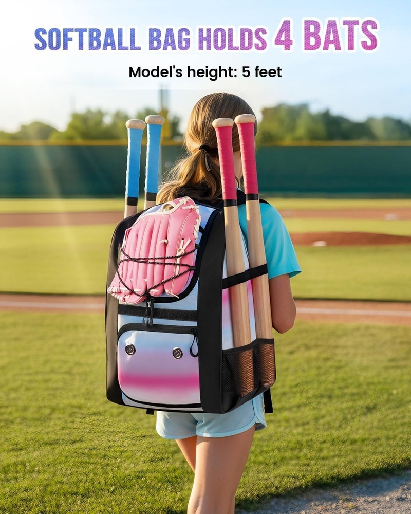 Softball Bag, Lightweight Baseball Backpack with Shoe Compartment, Baseball B...