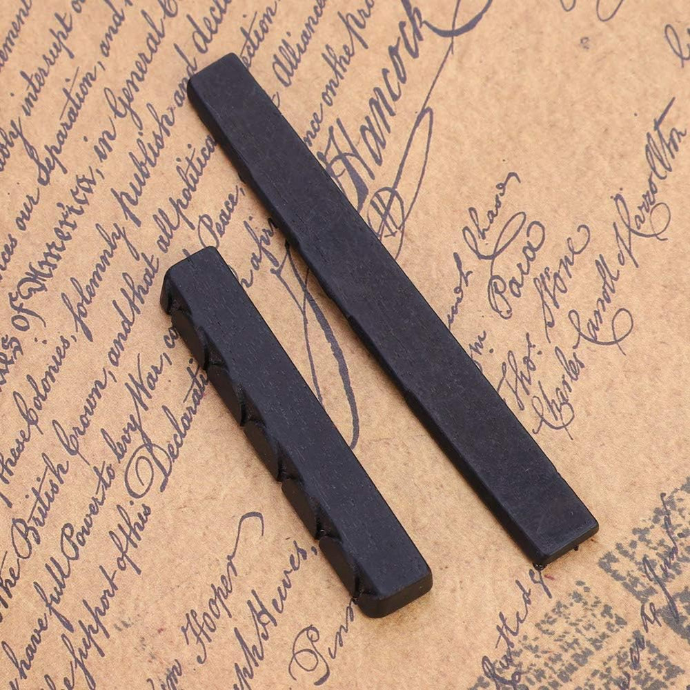 Guitar Nut and Saddle, 6 String Acoustic Guitar Ebony Bone Bridge Saddle and Nut