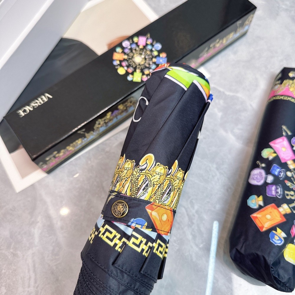 Versace Black Perfume Pattern Umbrella Automatic 3-Fold Sun Rain Parasol