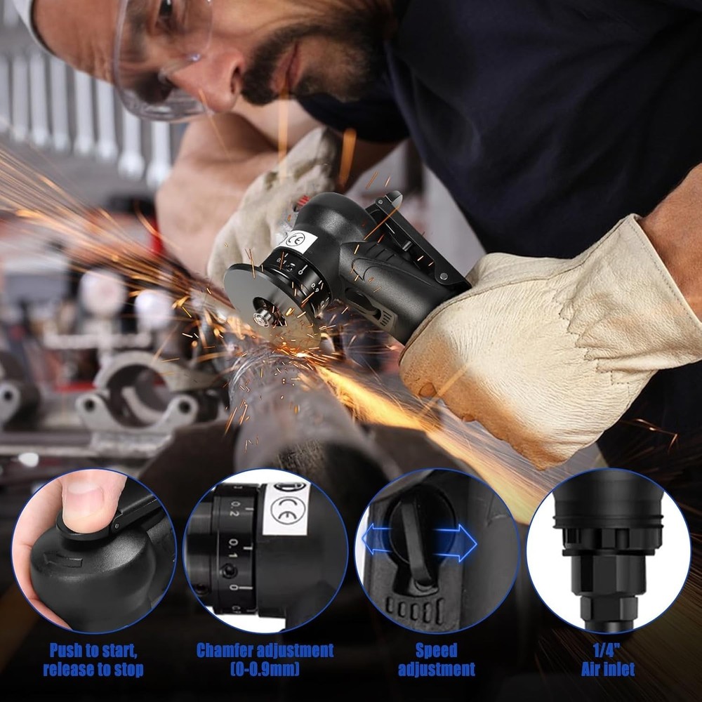 Versatile 45° Chamfering Tool - Lightweight Air-Powered Deburring for Craftsmen