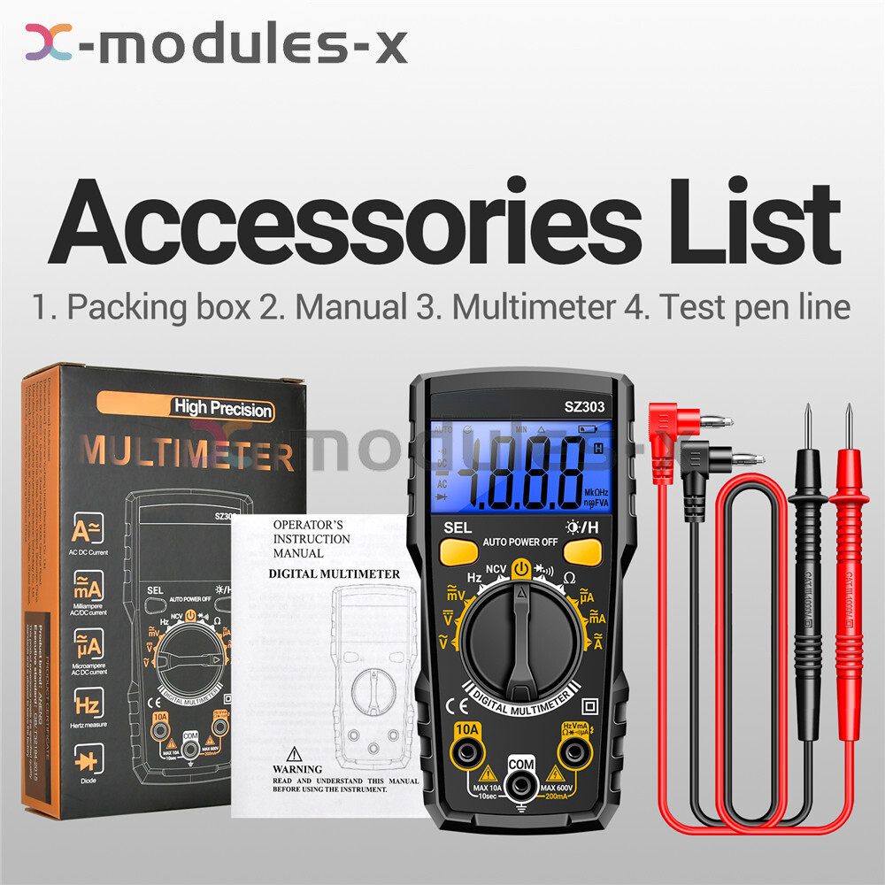 ANENG SZ303 Digital Multimeter Backlight Voltmeter Resistance AC DC Meter Tester