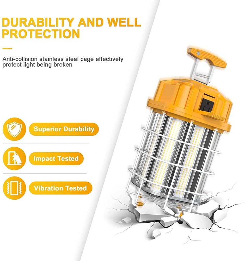 150W LED Temporary Work Light Linkable Constructions Jobsite Lamp 5000K Plug-In