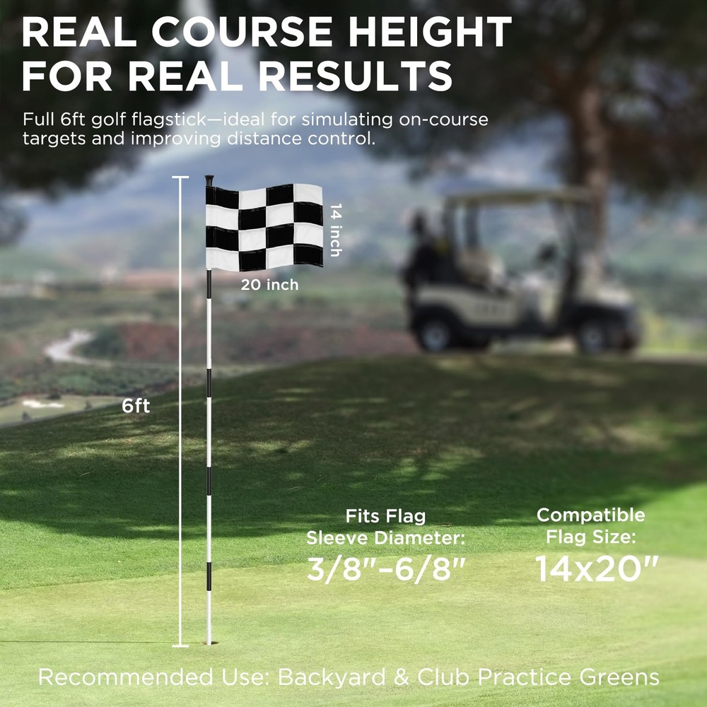 KINGTOP 6ft Golf Flagpole - Portable 5-Section White Flagpole-1 Pack