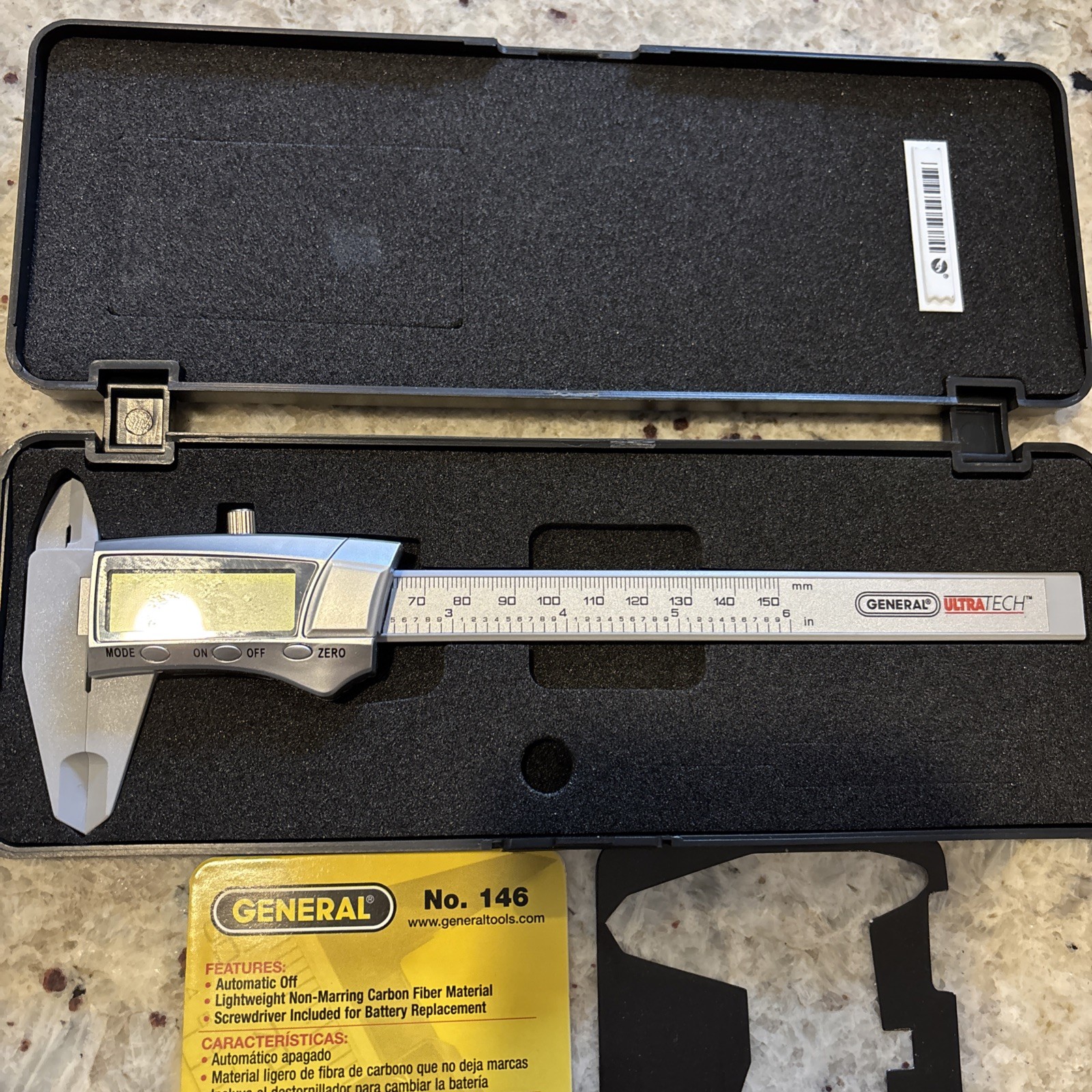 GENERAL # 146 Ultra tech Fraction + Digital Fraction Caliper, 6”