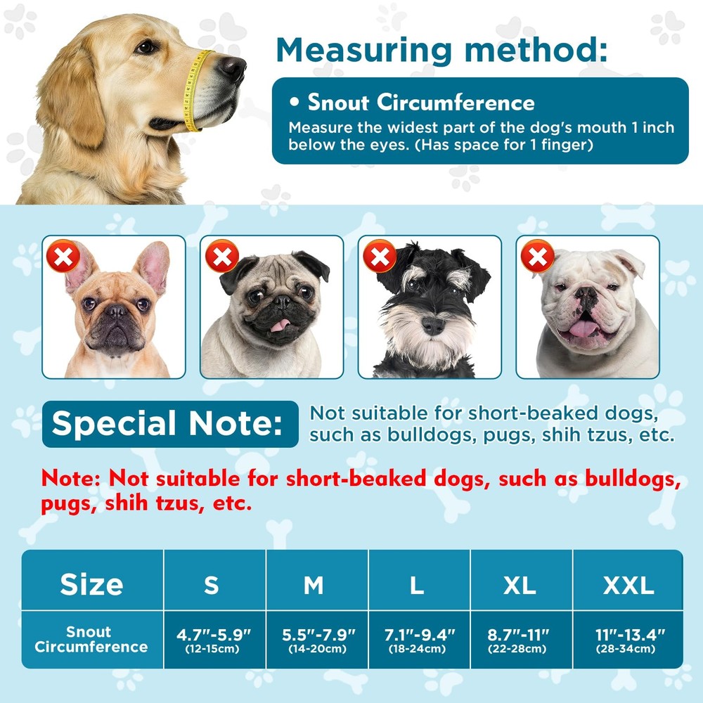 Dog Muzzle for Large Dogs, Soft Mesh Muzzle to Prevent Biting & Barking, Secu...