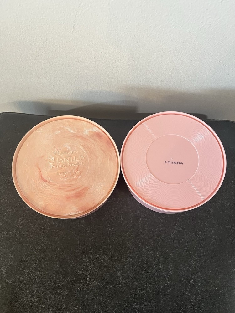 Vintage CHANTILLY Pink Marbled & Solid Dusting Powder EMPTY Containers W Lids