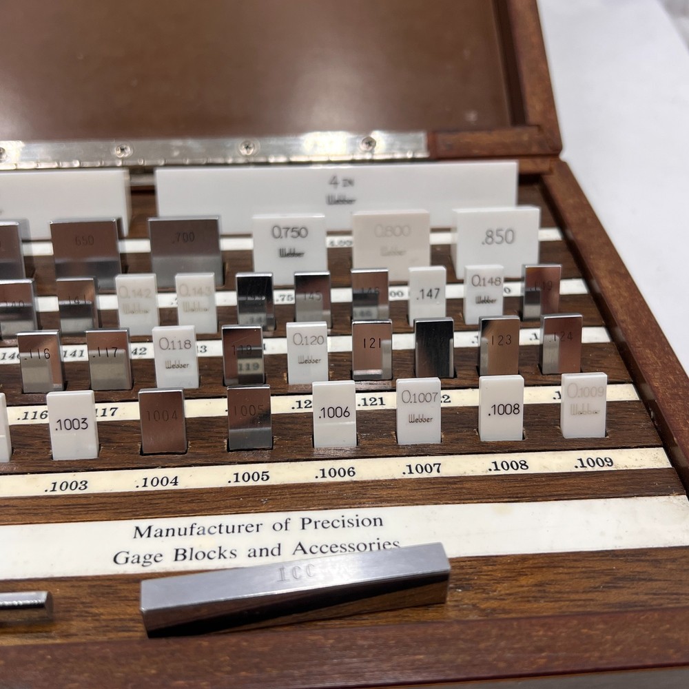 Webber Mitutoyo ICC 94 Pc Rectangular Gage Block Set Imperial Inch Ceramic Steel