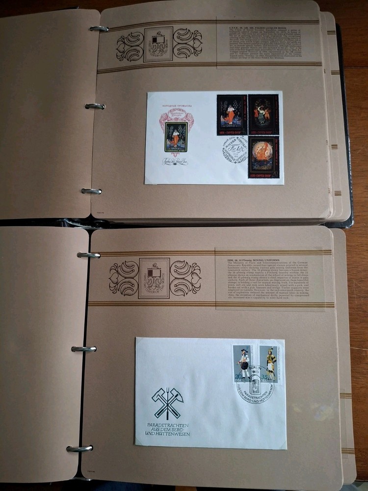 2 FLEETWOOD FDC FIRST DAY COVER OF THE MONTH 3-RING 2" BINDER with SLIPCASE