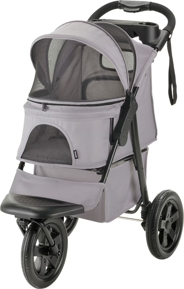 Richell Easy Collapsible Jogging Dog & Cat Stroller In Gray