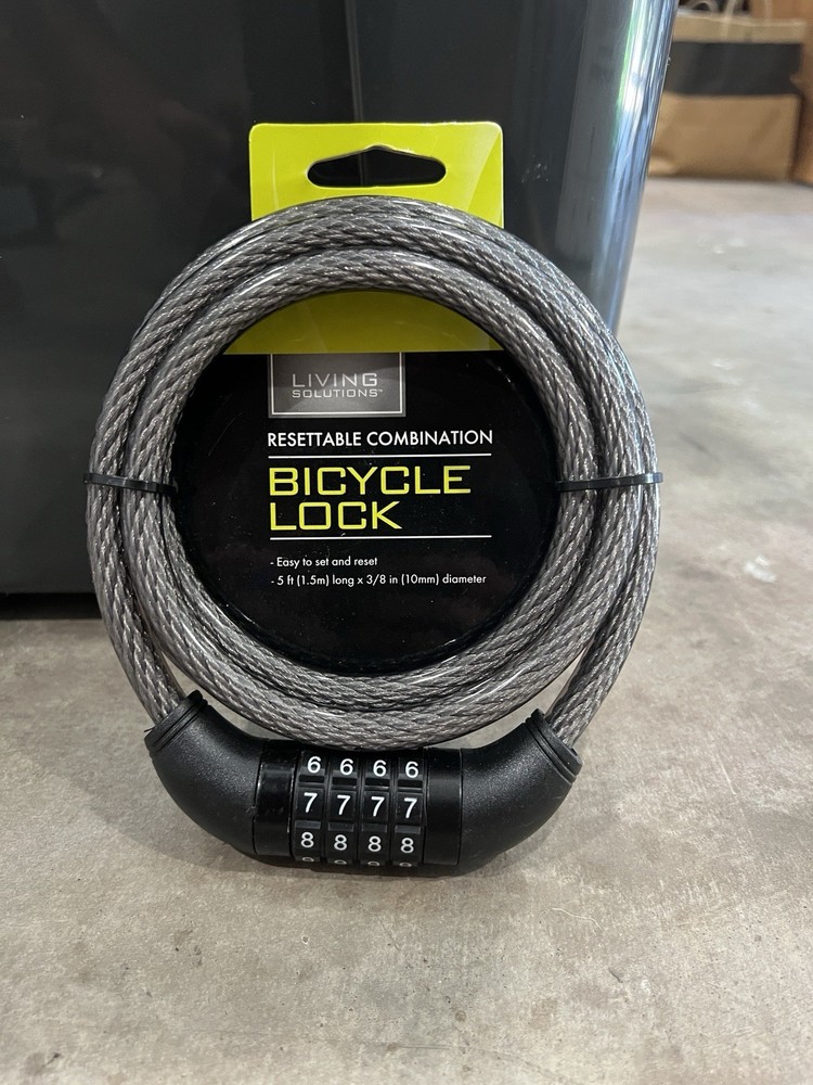 Living Solutions Resettable Combination Bicycle Lock -  5ft Long