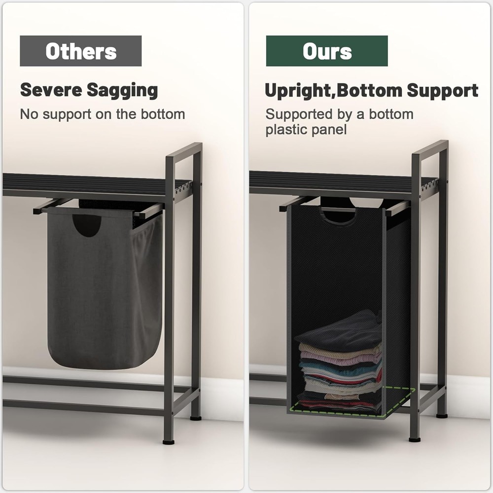 Laundry Hamper, Laundry Sorter with 1 Pull-Out Removable Oxford Fabric Bags