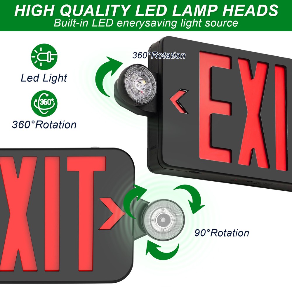 8 Pack Red LED Exit Sign, UL-Listed Emergency Light - Dual LED Lamp ABS Fire