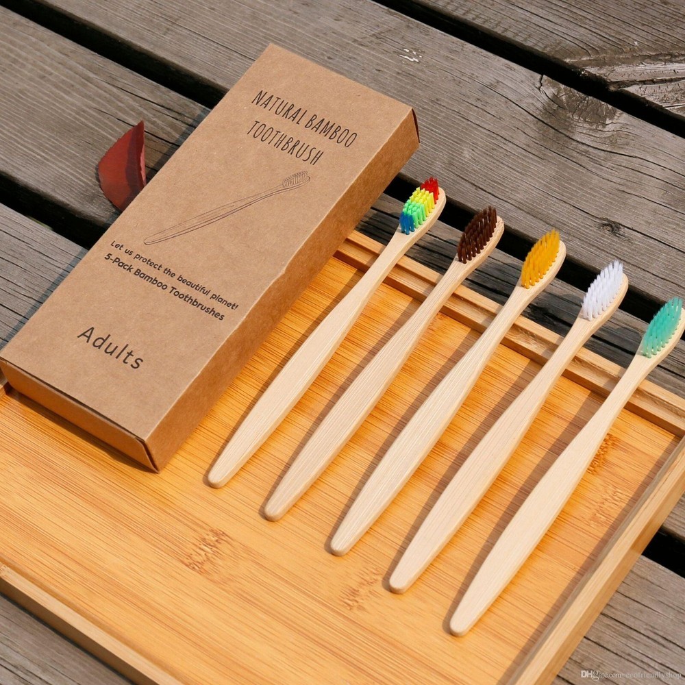 Bamboo Toothbrush 5 Pack Natural Biodegradable