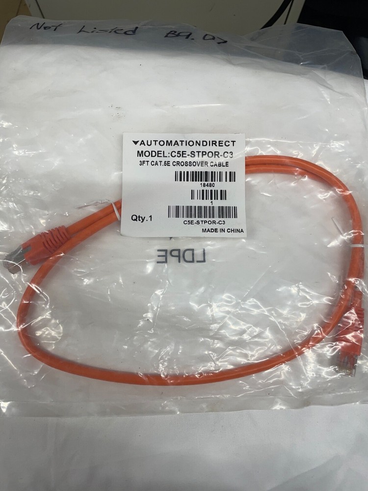AUTOMATIONDIRECT C5E-STPOR-C3  ETHERNET STRAIGHT THROUGH PATCH CABLE 3FT CABLE