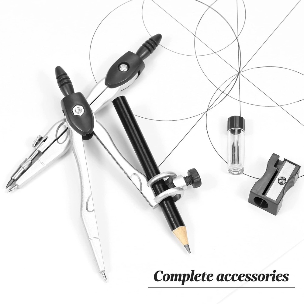 Math Geometry Kit 10Pcs Student Supply Shatterproof Storage Box Drafting Drawing