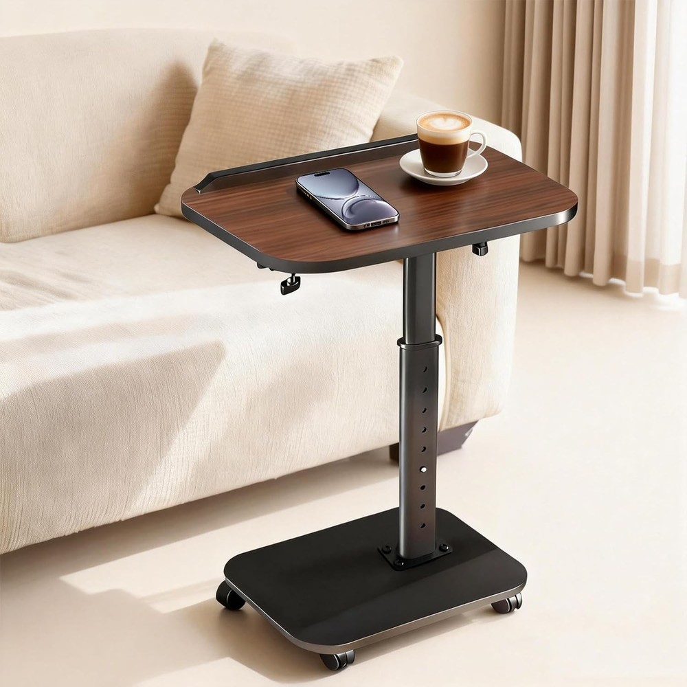 C Table End Table Adjustable Height Rolling TV Tray Table Small Spaces 180°