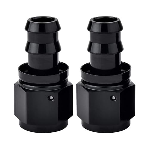 Push Lock Hose Fitting End Black 2PCS 12AN Straight