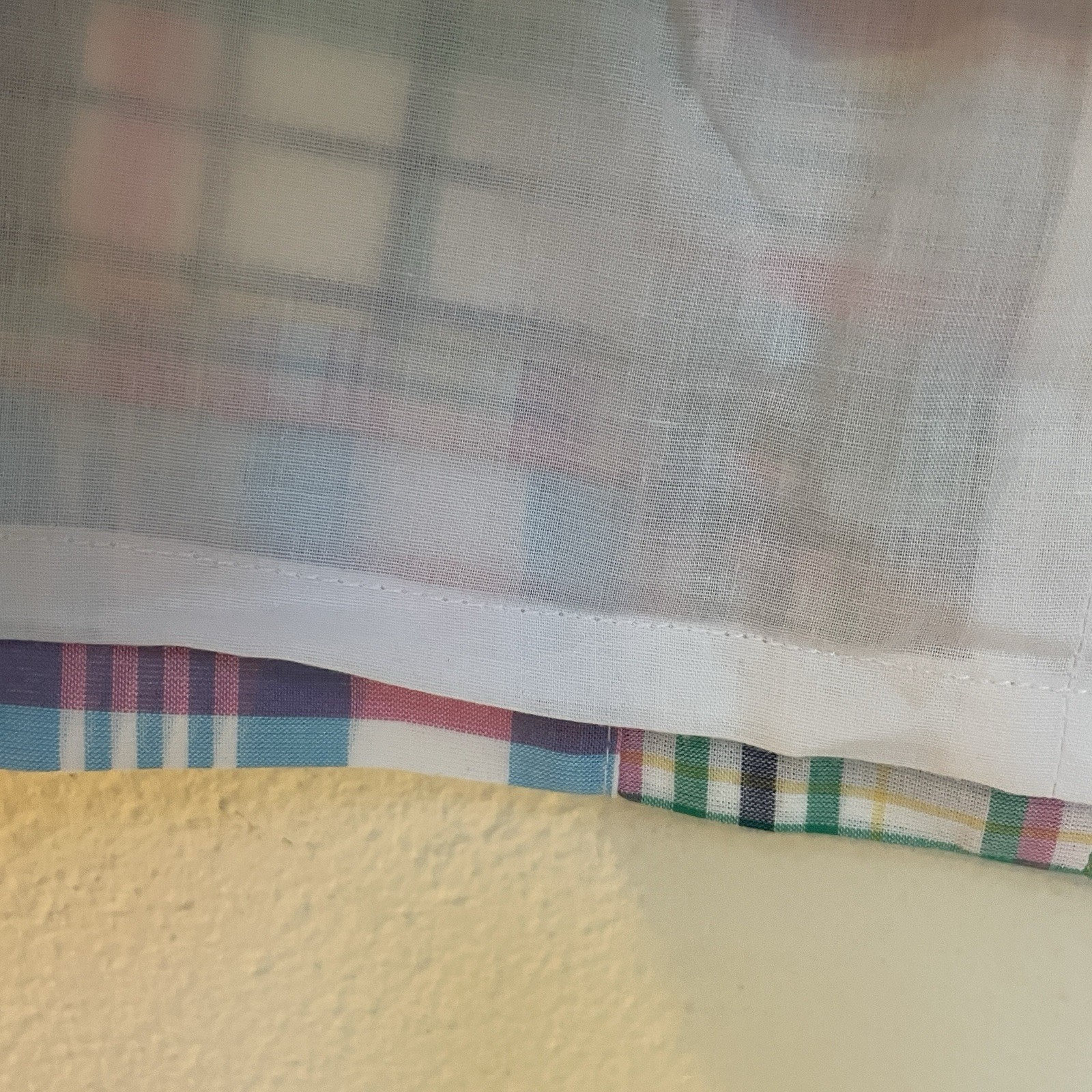 Talbots Madras Plaid Patchwork Skirt Sz 6, Pink Green Blue Pastels, Lined, Zip