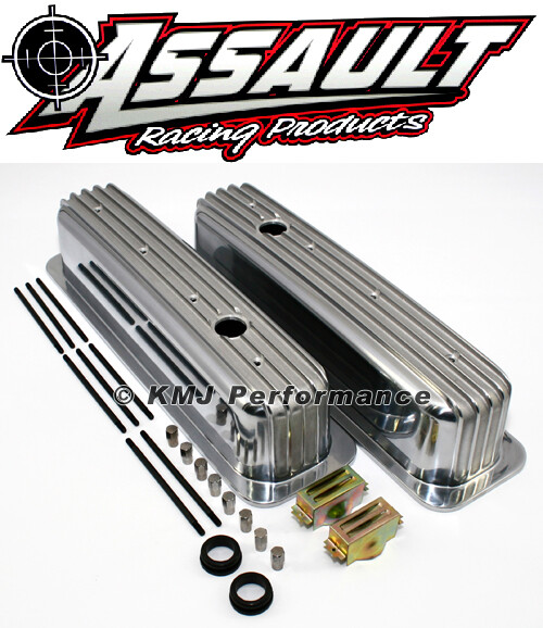 Small Block 350 Retro Vortec TBI Chevy Finned Aluminum Tall Style Valve Covers