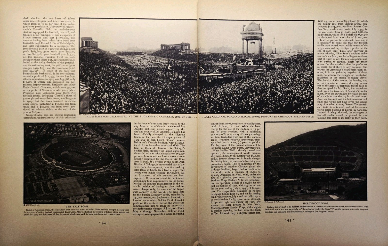 1930 American Stadia Magazine Article - Hollywood Yale Rose Bowl Soldier Field