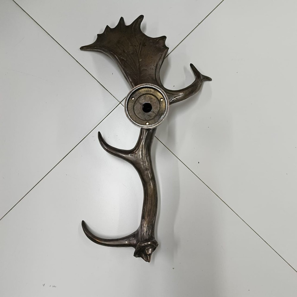 amazing BRASS Large Antler Moose Deer door pull hand made rustic heavy hook