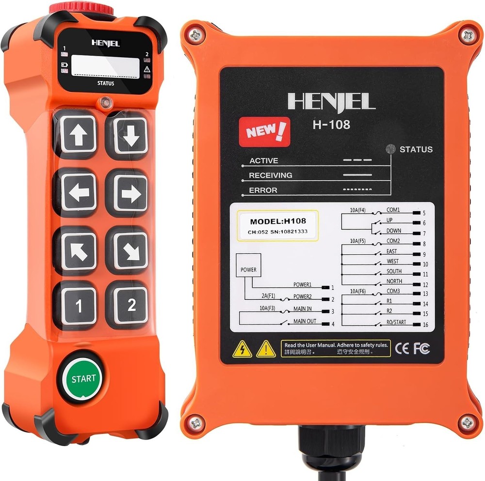 Ergonomic Wireless Crane Remote - , 100m Range, Easy Pairing & Reprogramming
