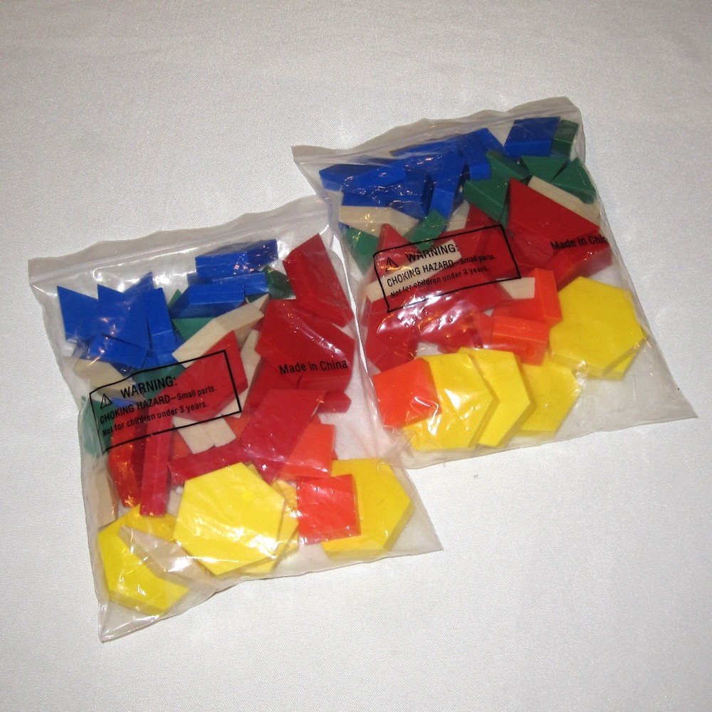 New ***100x PATTERN BLOCKS Chunky Plastic*** 1 cm thick ETA hand2mind math STEM