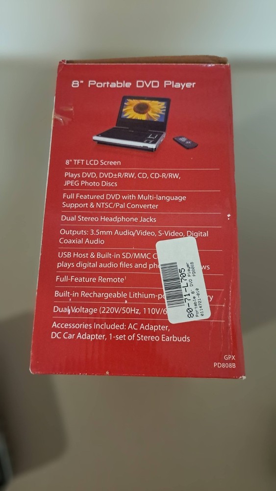 GPX 8" DVD CD Player With Accessories