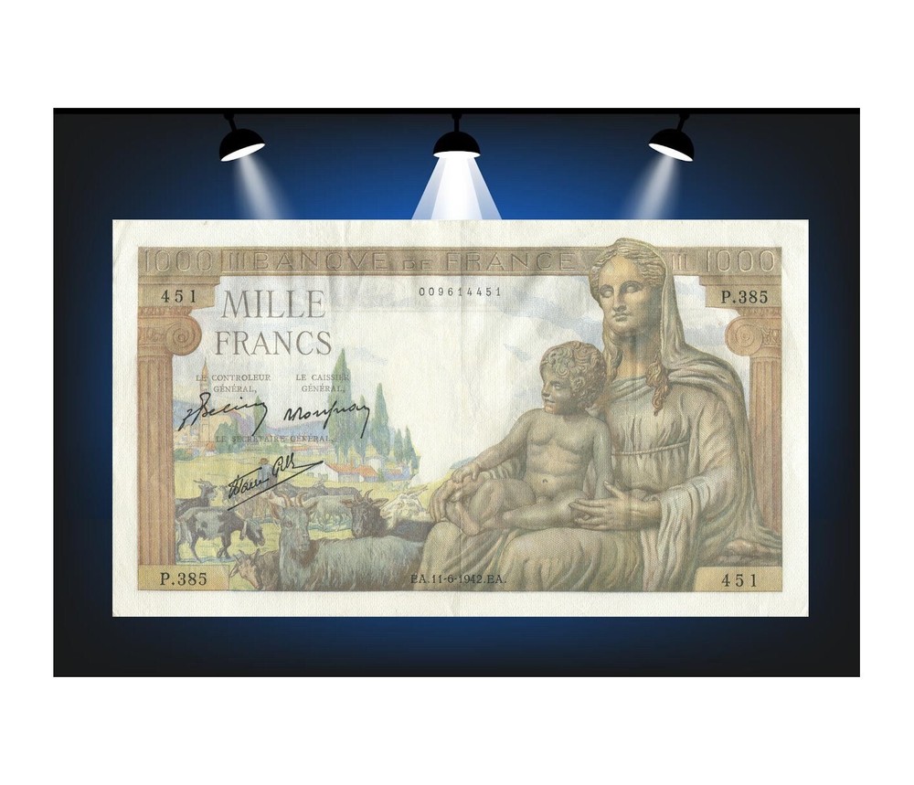 1000 Francs GODDESS DEMETER 1942