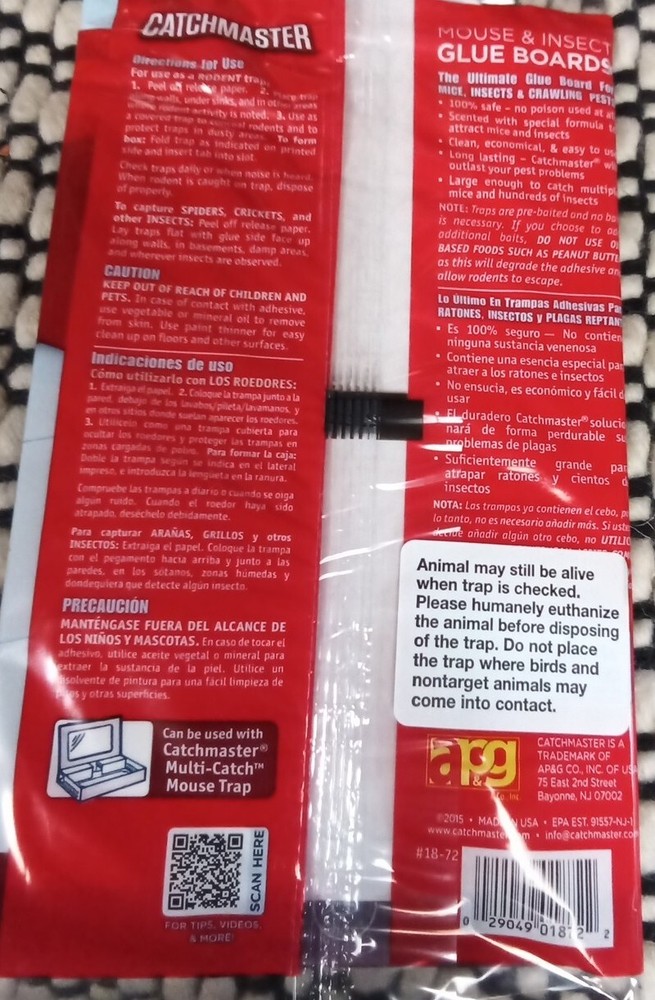 Catchmaster Mouse & Insect Glue Boards, NEW 4-Pack, Safe & Effective, Pre-Baited