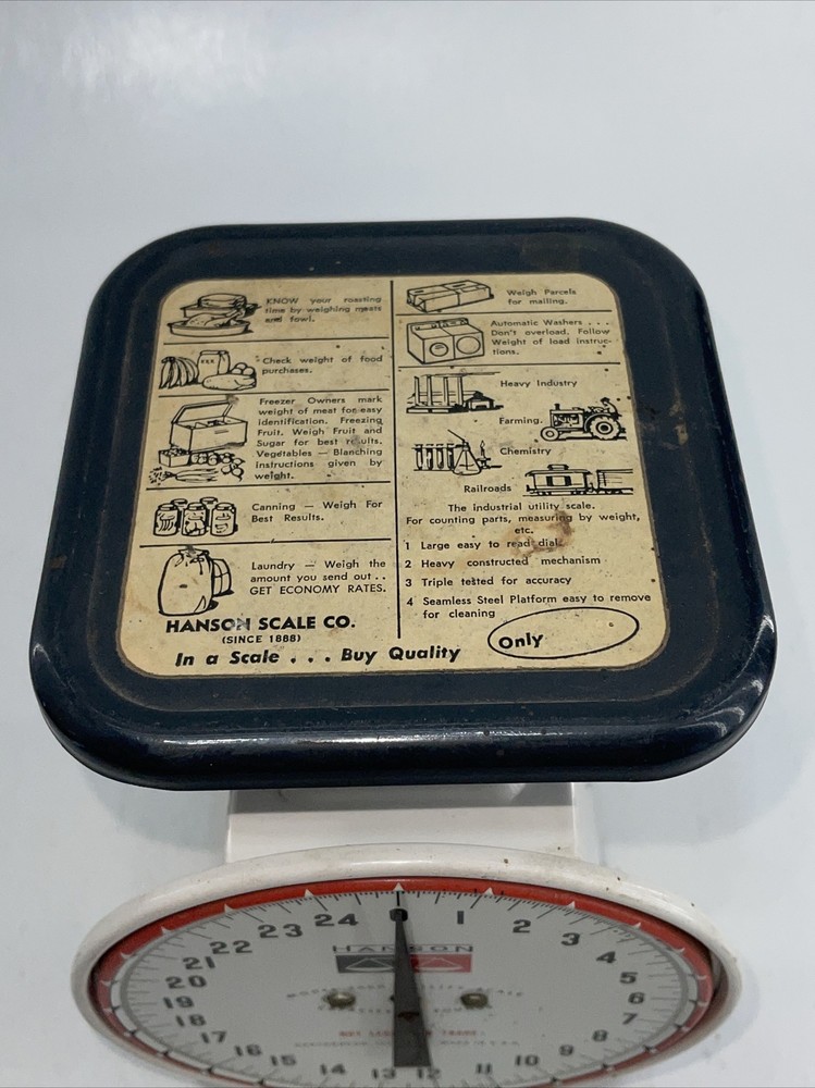 Vintage Hanson Model 2000 Kitchen Utility Scale 25 lb Limit