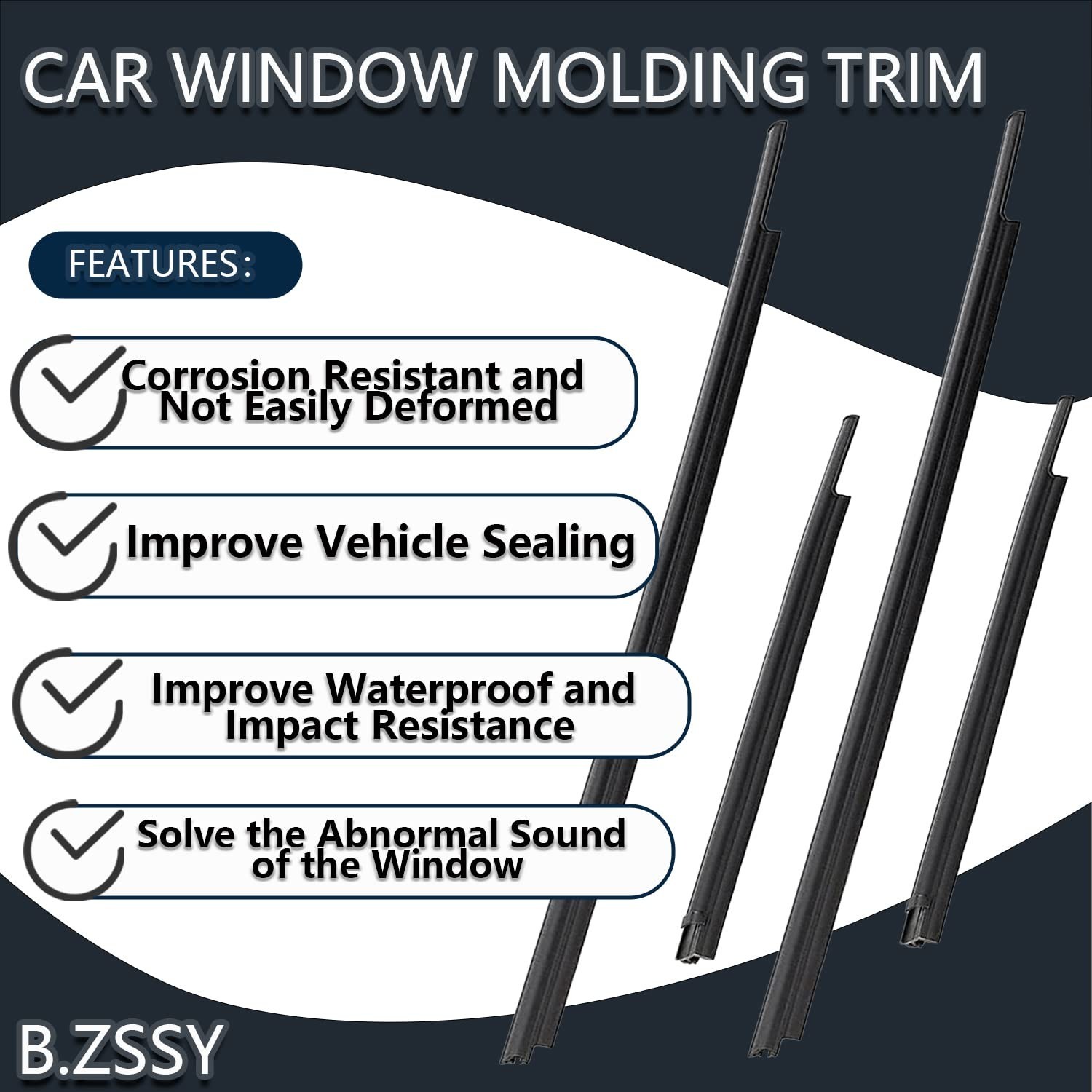 Weatherstrip Window Molding Trim Seal Compatible with 2007-2020 Tundra Double...