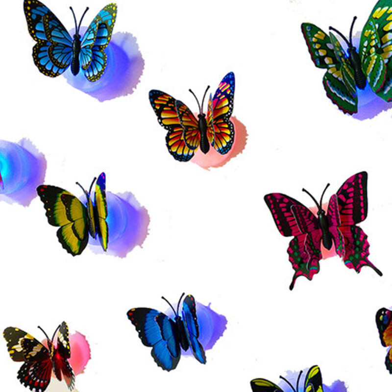 4x Butterfly LED Night Light Creative Glowing Stickable Romantic Wall Lights