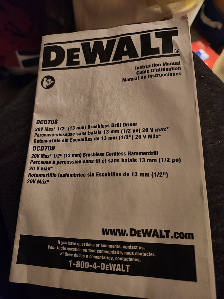 DeWalt DCD708 Brushless cordless drill driver￼-INSTRUCTION MANUAL ONLY