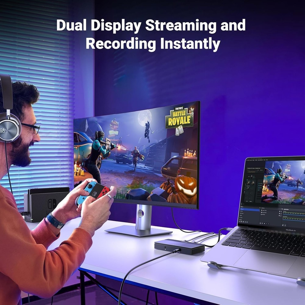 Full HD 1080P 60FPS Video Capture Device with 4K Passthrough, Microphone Input