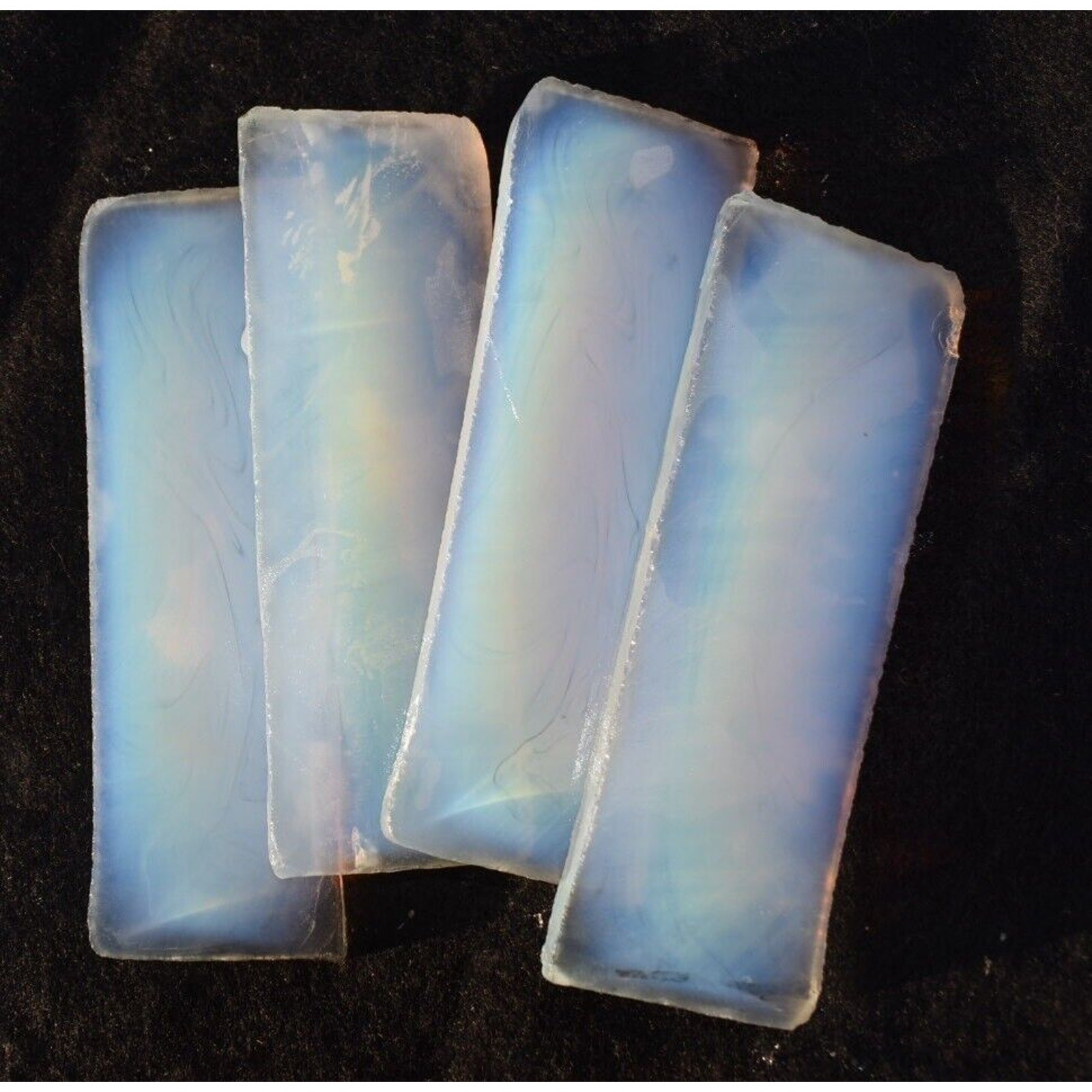 Opalite SLABS (4) Opal Glass Mosiac Flint Knapping Cabochon 5.3" x 1.62" x .25"