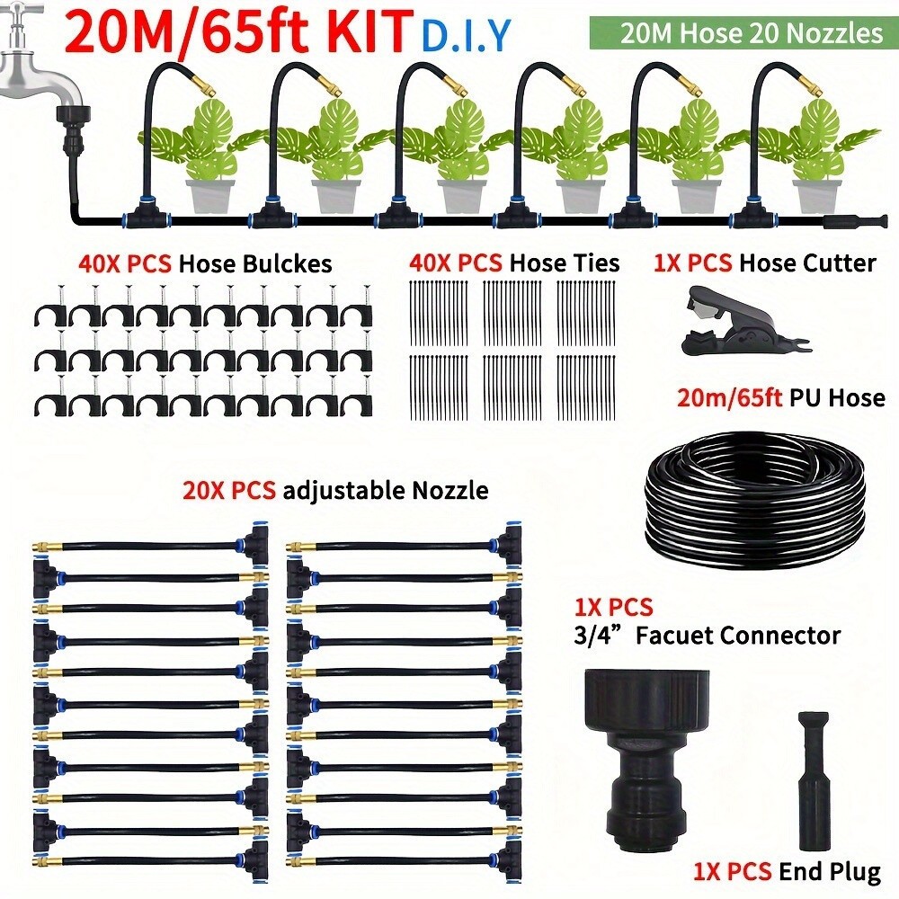 65ft Adjustable Drip Irrigation System Automatic Plant Garden Irrigation System