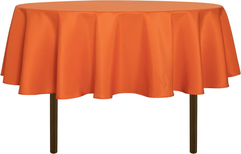 Round Tablecloth 60" Water Resistant Spill Proof Washable Polyester Orange
