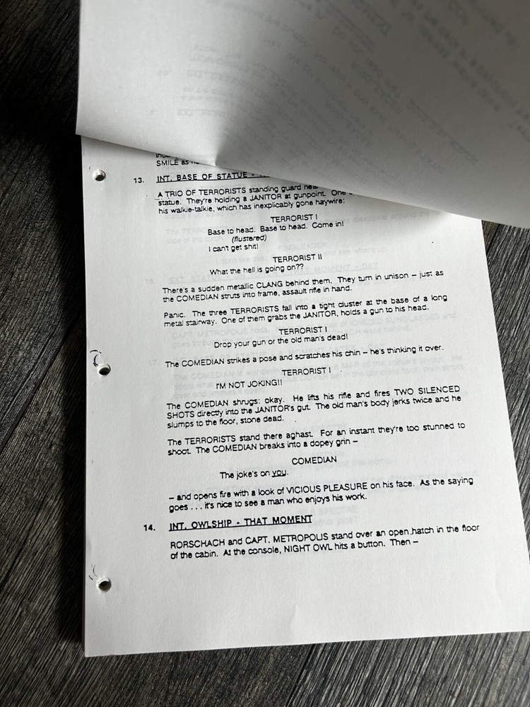WATCHMEN Script Movie Screenplay Sam Hamm 1stDraft 1988 missing 1st pg DC Comics