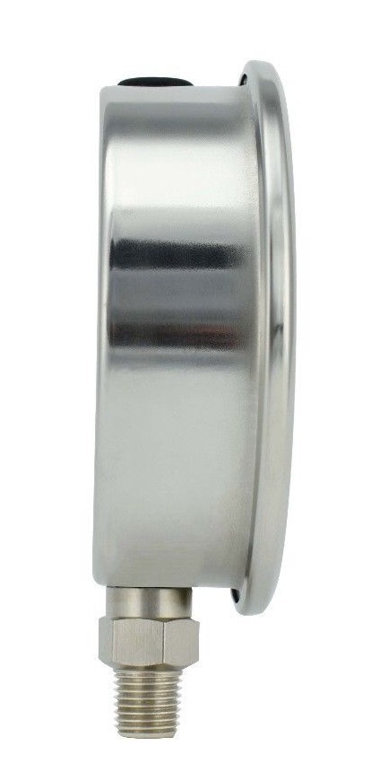 4" Pressure Gauge, Stainless Steel Case, Liquid Filled, Lower Mnt 60 PSI