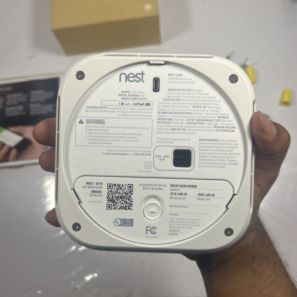 Google Nest Protect Wired - Smart Smoke & CO Detector - Exp Jun 28 2026