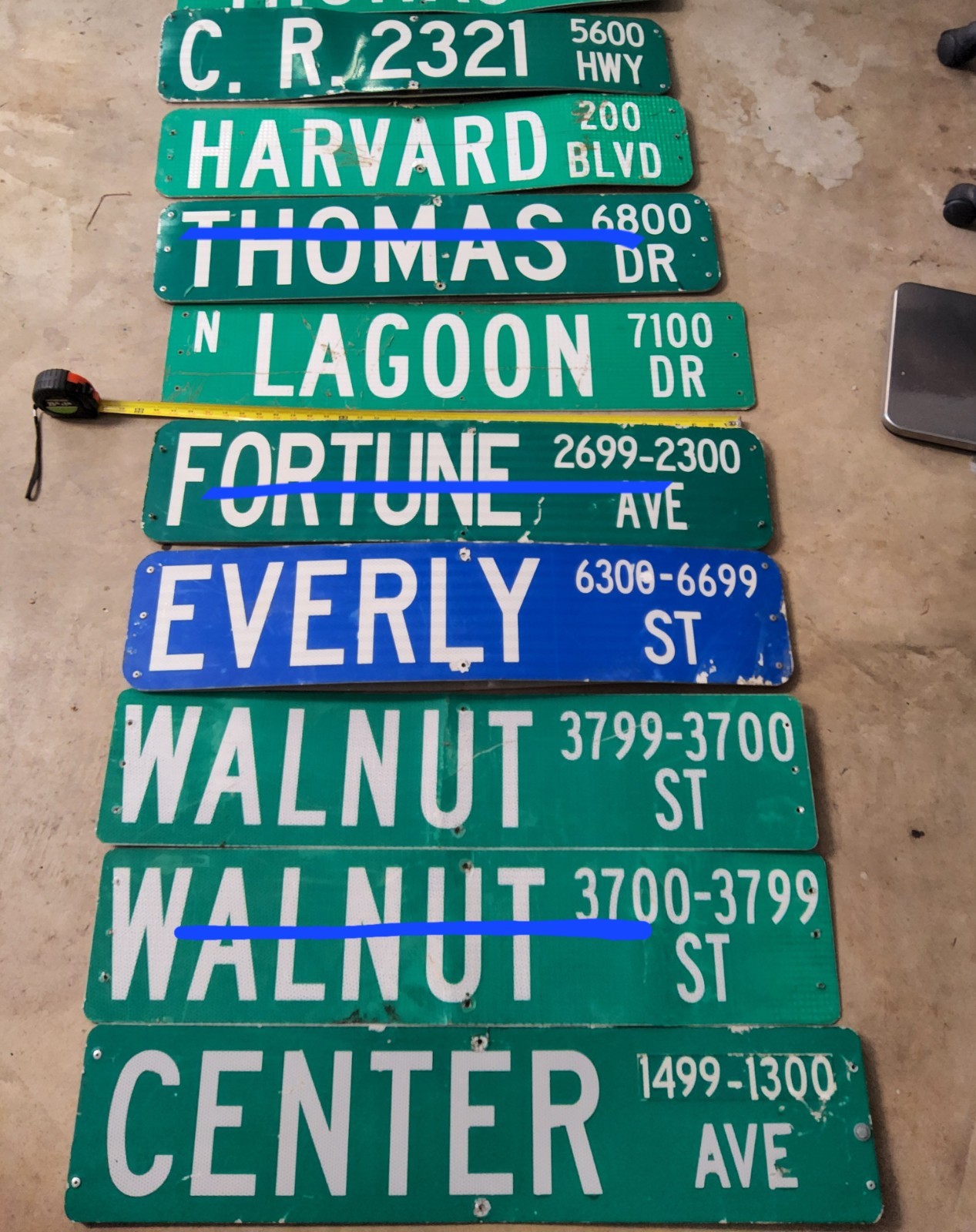 Street name signs pICK ONE. Approximately 36 inch in length