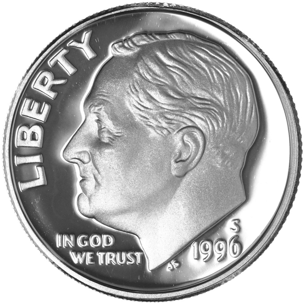 1996 S Roosevelt Dime Gem DCam Proof 90% Silver