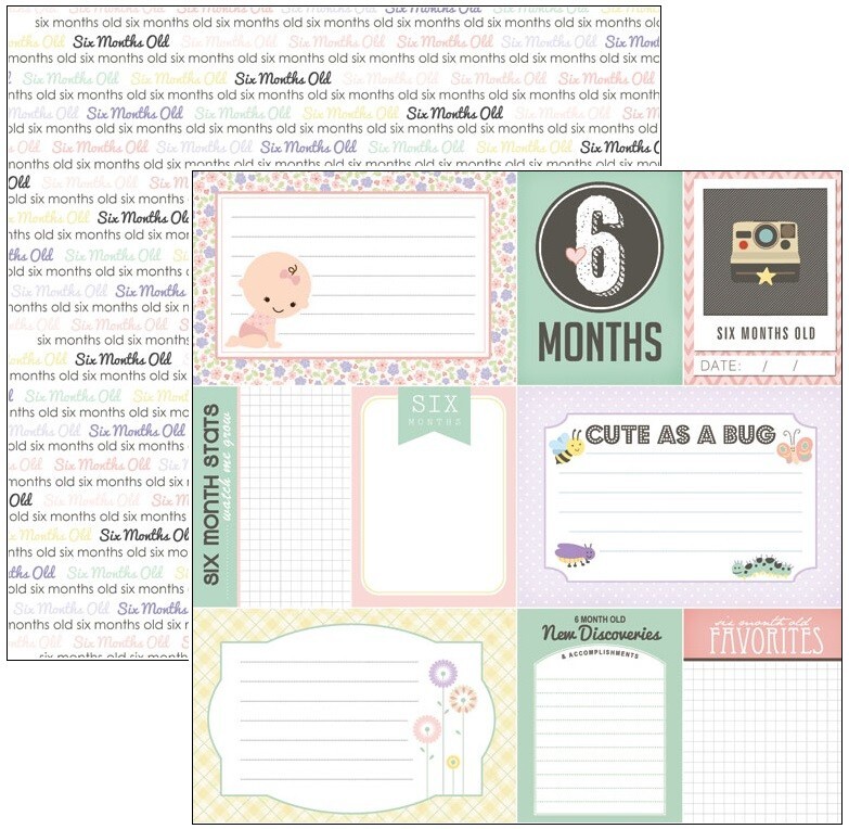 Baby's First Year, Girl, 13 sheets, scrapbook paper - Scrapbook Customs 36984
