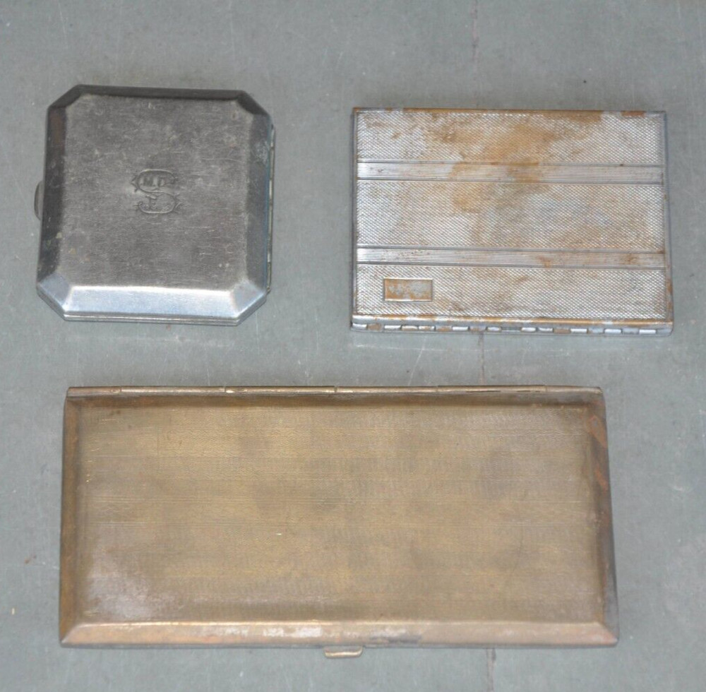 3 Pc Vintage Brass Fine Engraved Different Cigarette Box/Case