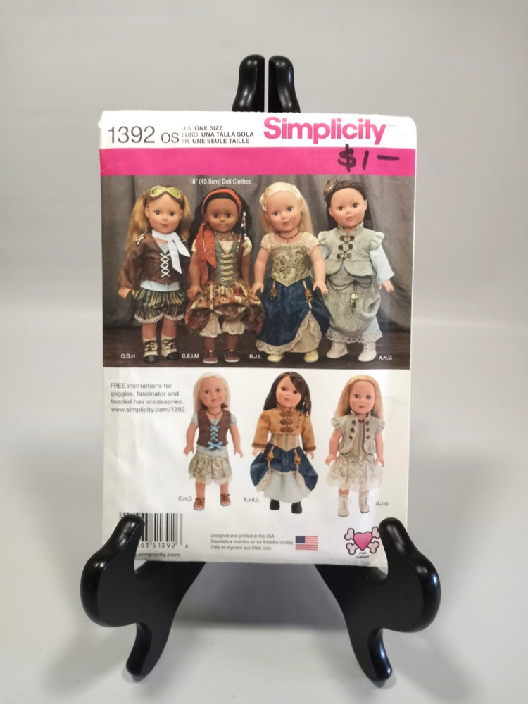Simplicity Sewing Pattern #1392 18" Doll Clothes Uncut, Steampunk