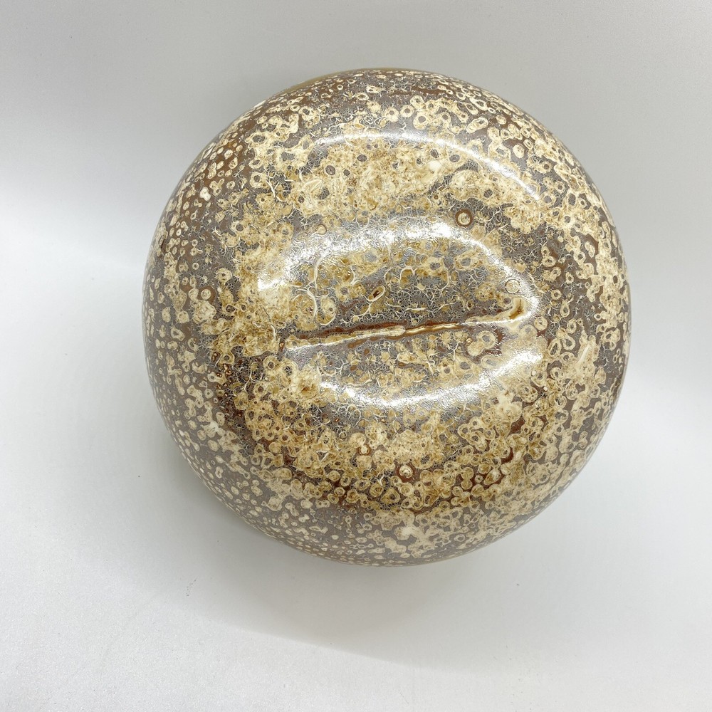 Ceramic bulb vase, earthtones, no chips or cracks, 5" tall