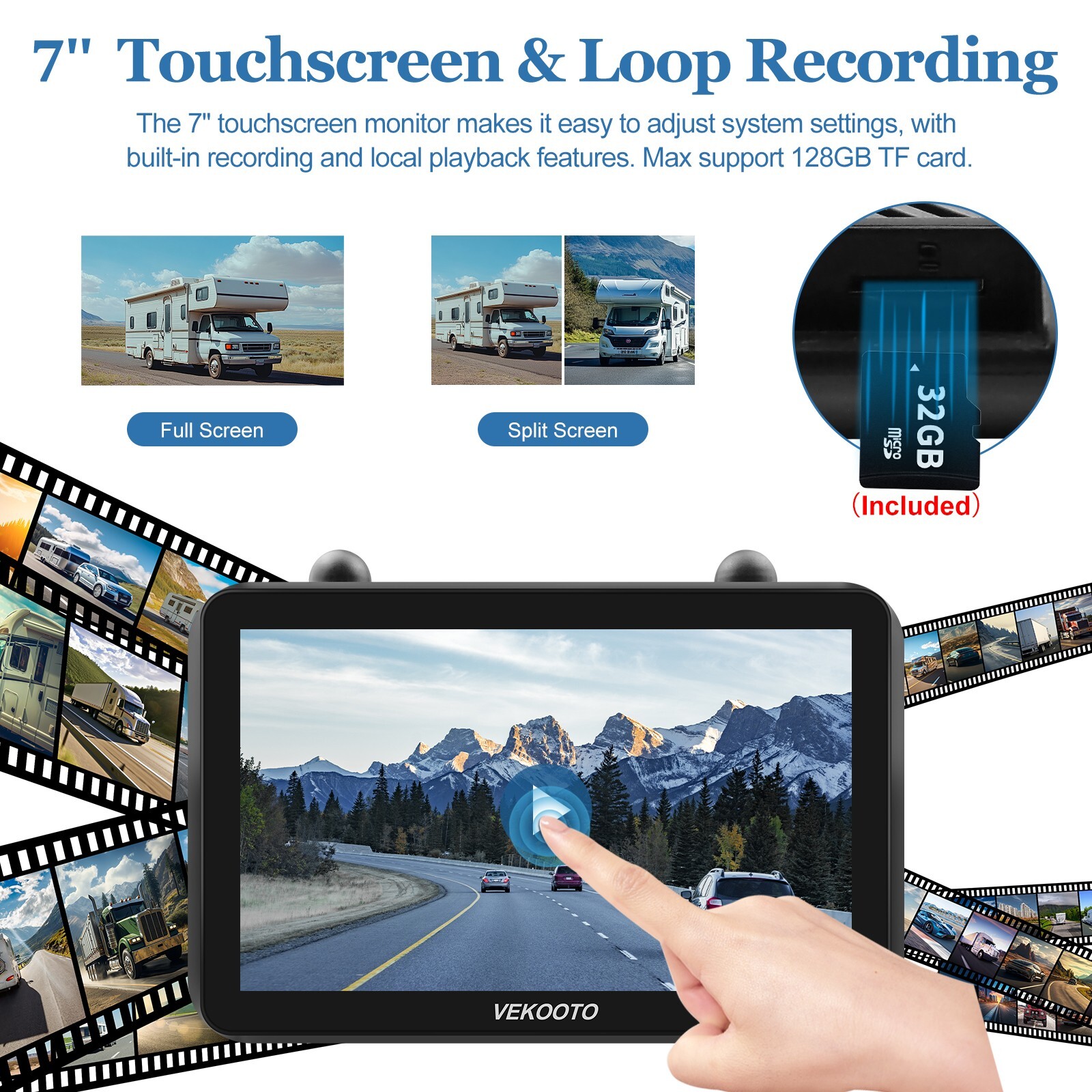 2 Solar Magnetic Wireless Backup Camera 7" HD Monitor Rear View Reverse System