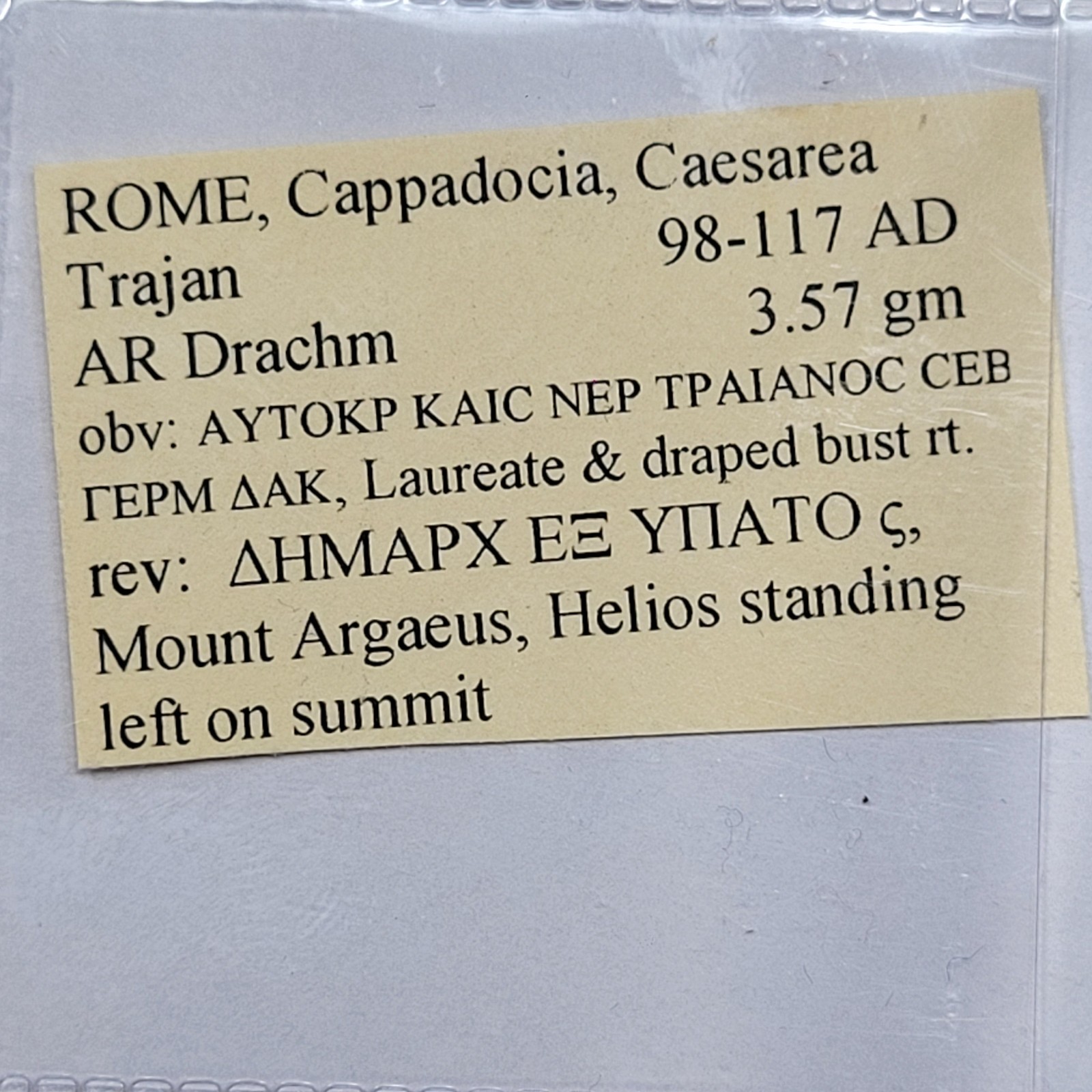 TRAJAN AR Drachm Cappadocia Caesarea 98-117 AD Genuine Roman Silver *M695