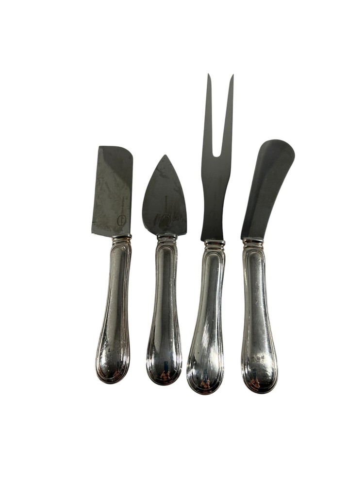 Sheratonn Silver Plate Handle Serving Flatware Set 4 Pieces Cheese Knife Fork